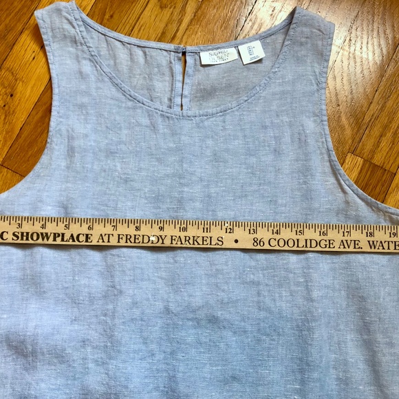 Sleeveless Linen A-Line Dress, Chambray Blue, with Pockets - Picture 8 of 16